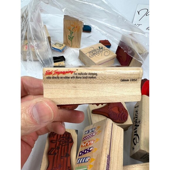 Rubber Stampede Stamps Set Lot Wood Posh Impressions Suzys Zoo Party Vintage 1 - Picture 10 of 10